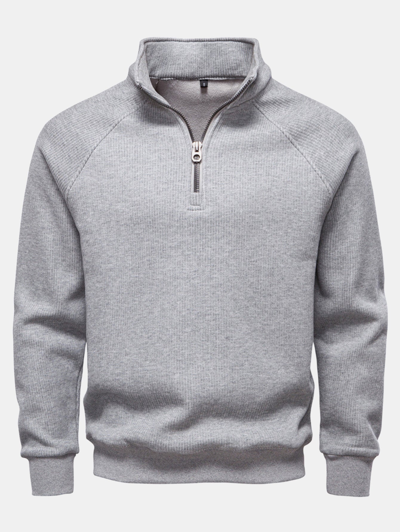 Ribbed Raglan Sleeve Quarter Zip Sweatshirt