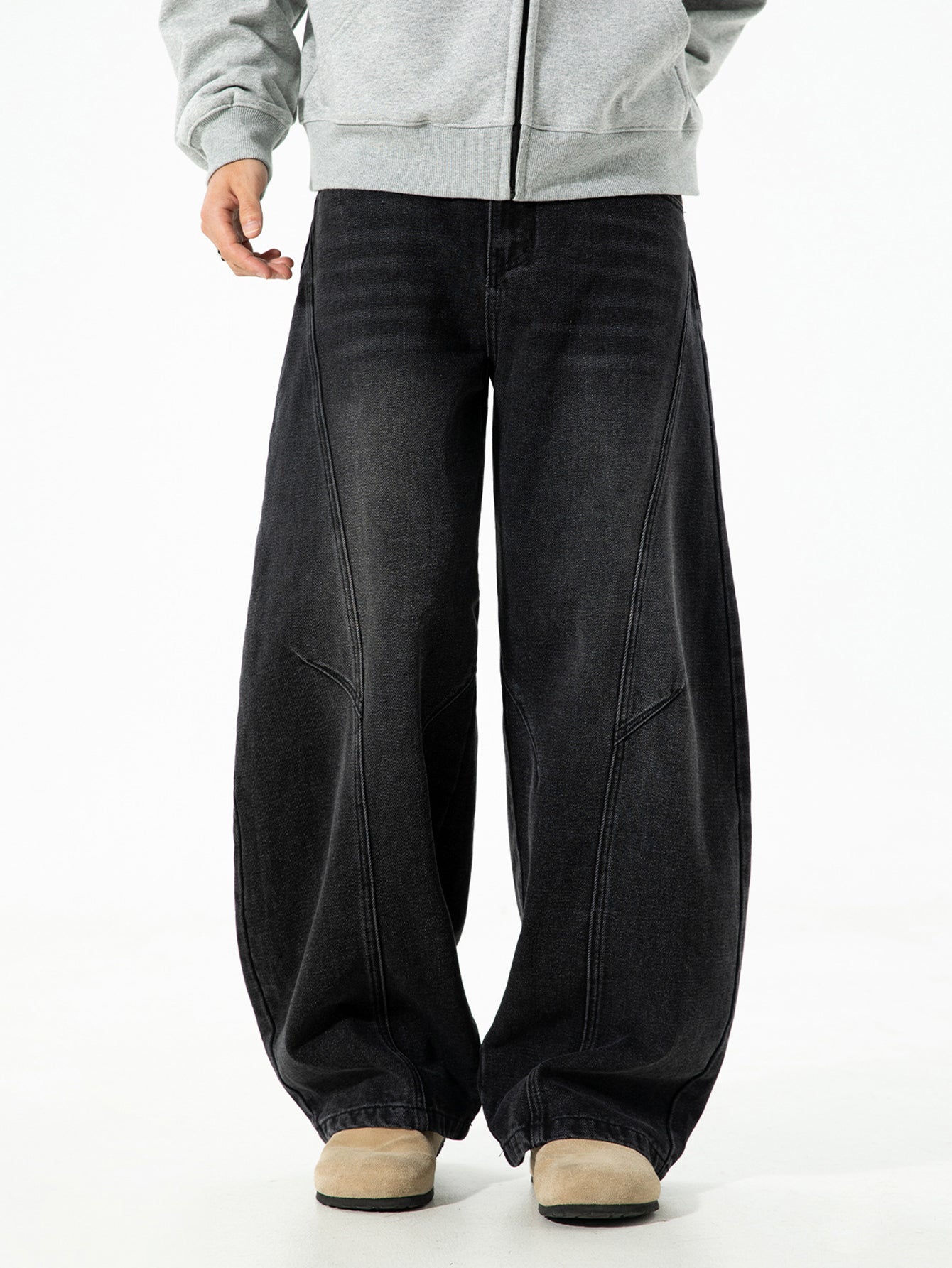 Washed Distressed Denim Baggy Pants