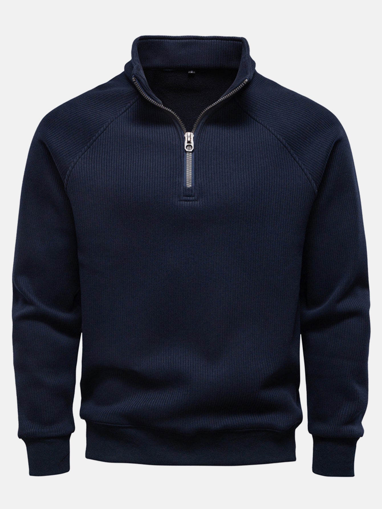 Ribbed Raglan Sleeve Quarter Zip Sweatshirt