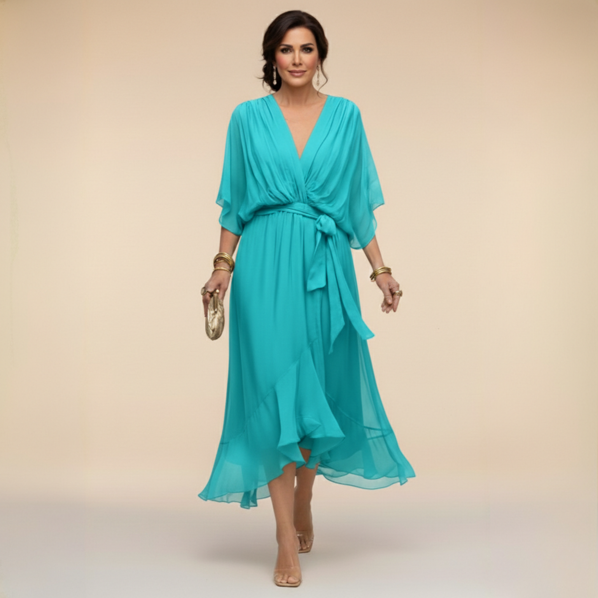 MARTA™ | ROBE EN CHIFFON AVEC DÉCOLLETÉ EN V