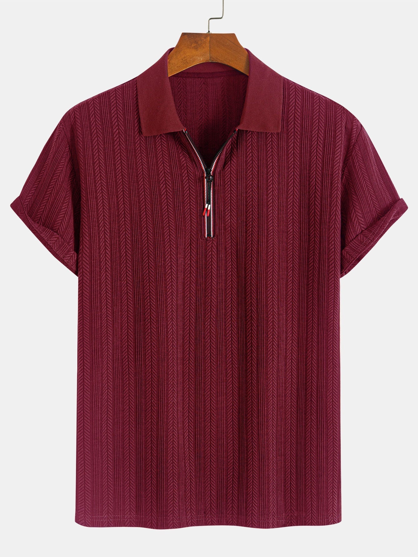 Textured Zipper Polo