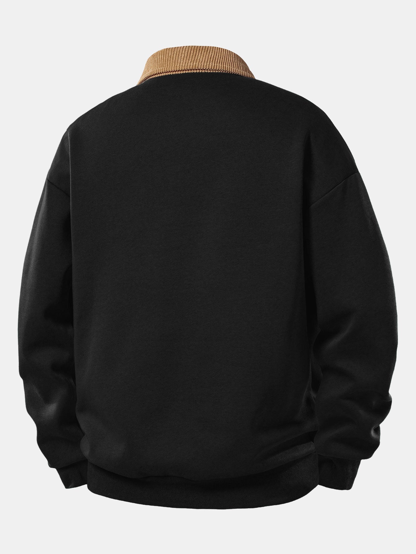 Relax Fit Men Print Contrast Corduroy Polo Collar Sweatshirt