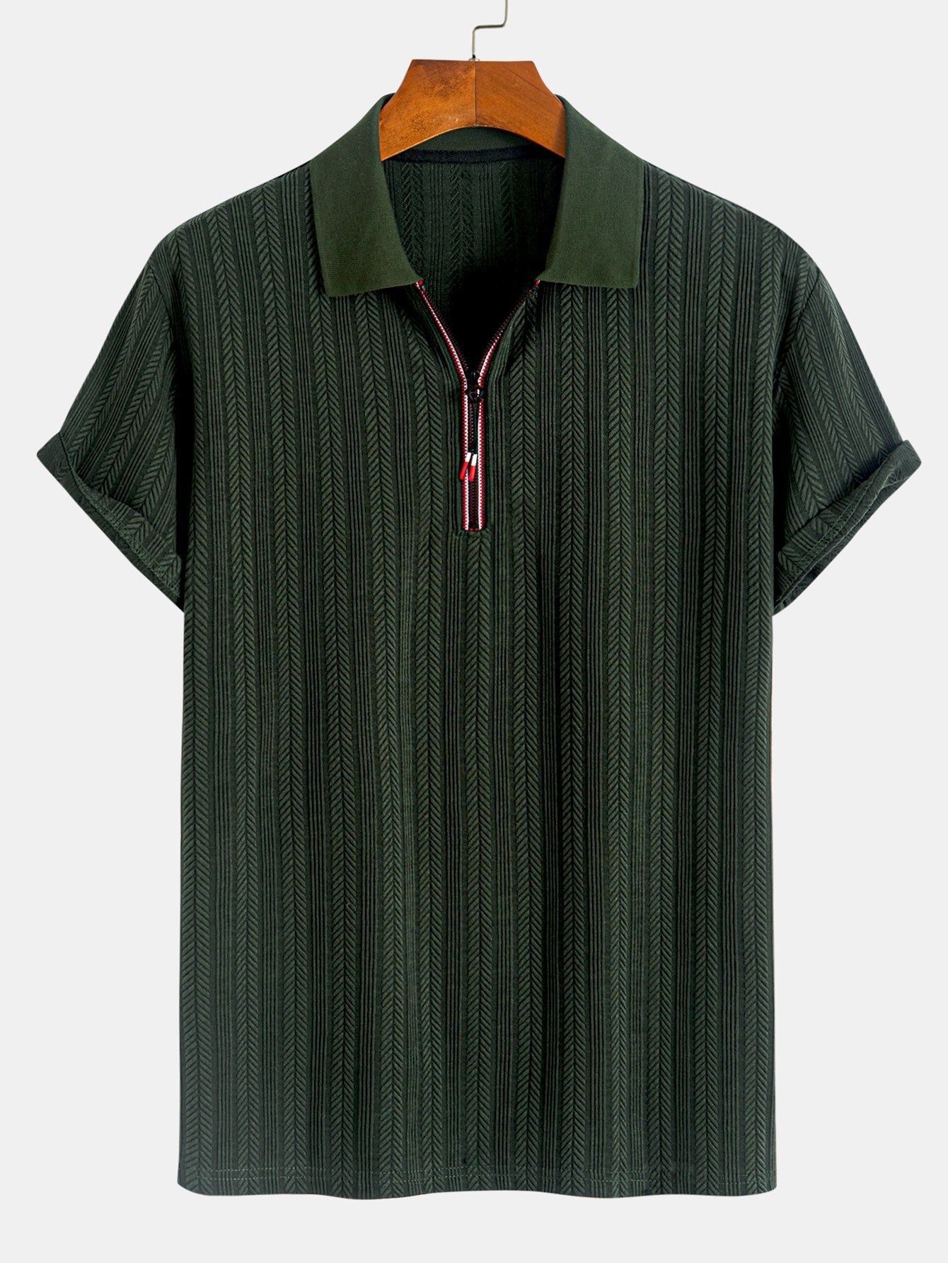 Textured Zipper Polo