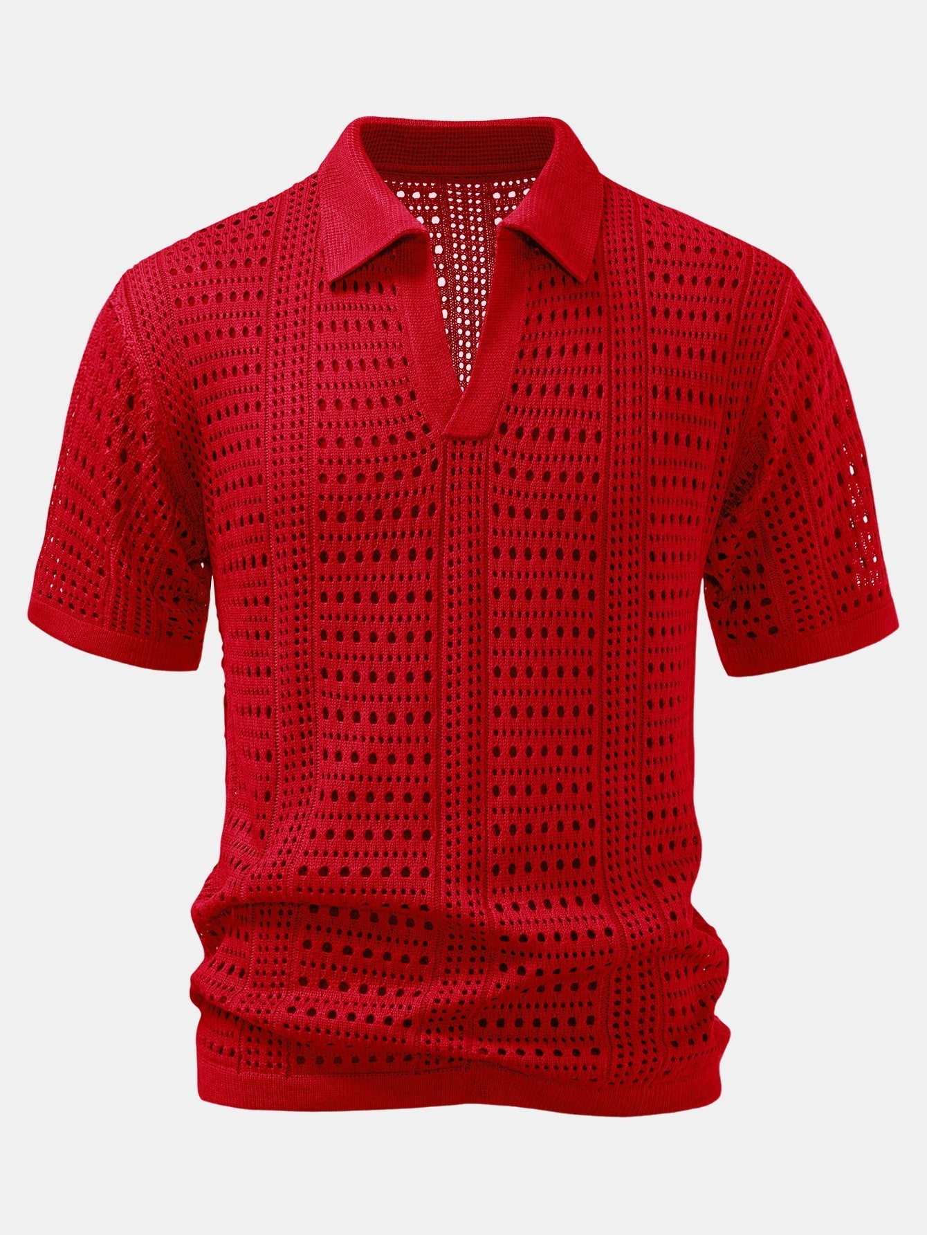 Crochet V Neck Polo Shirt