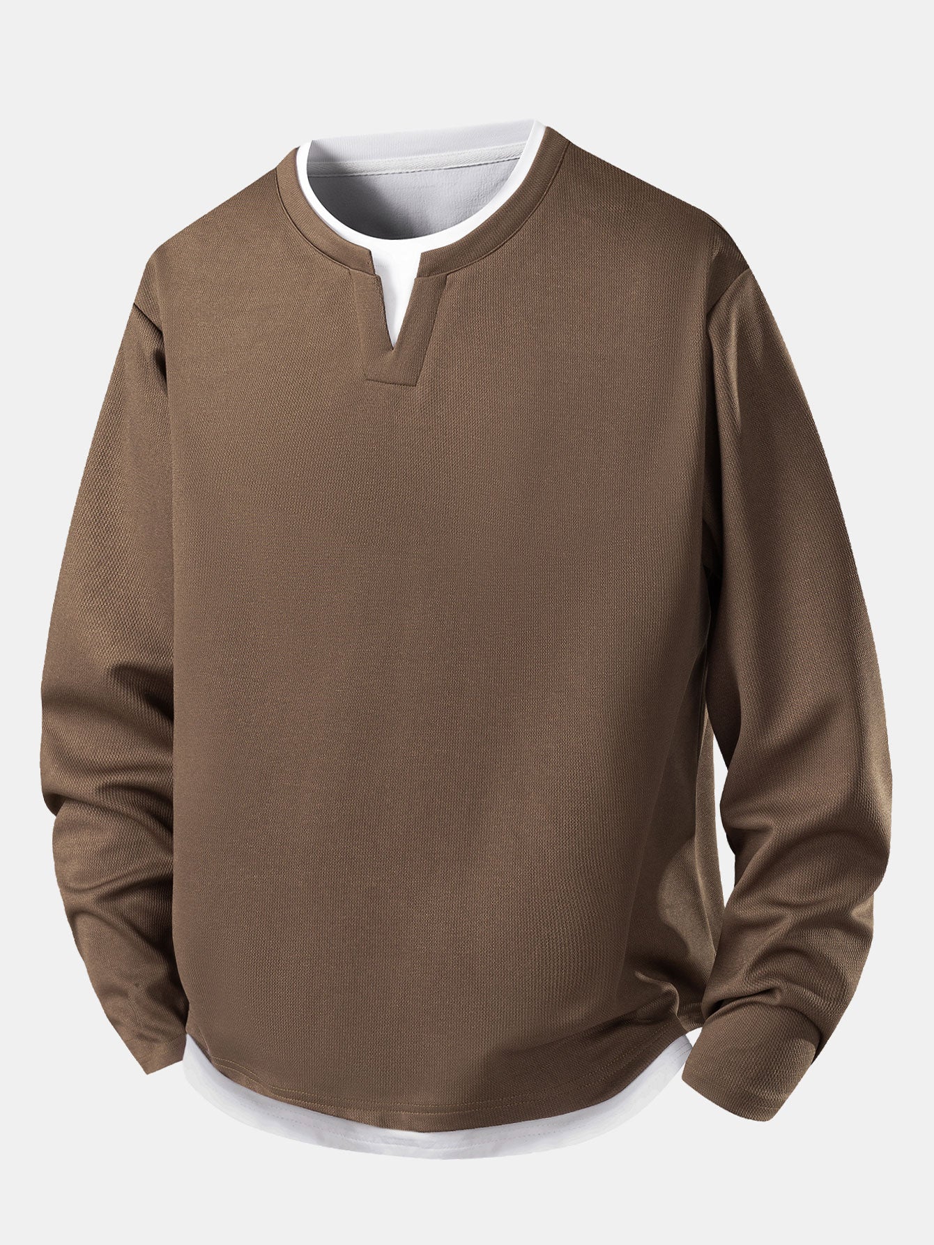 Relax Fit 2 In 1 Notched Collar Textured T-Shirt