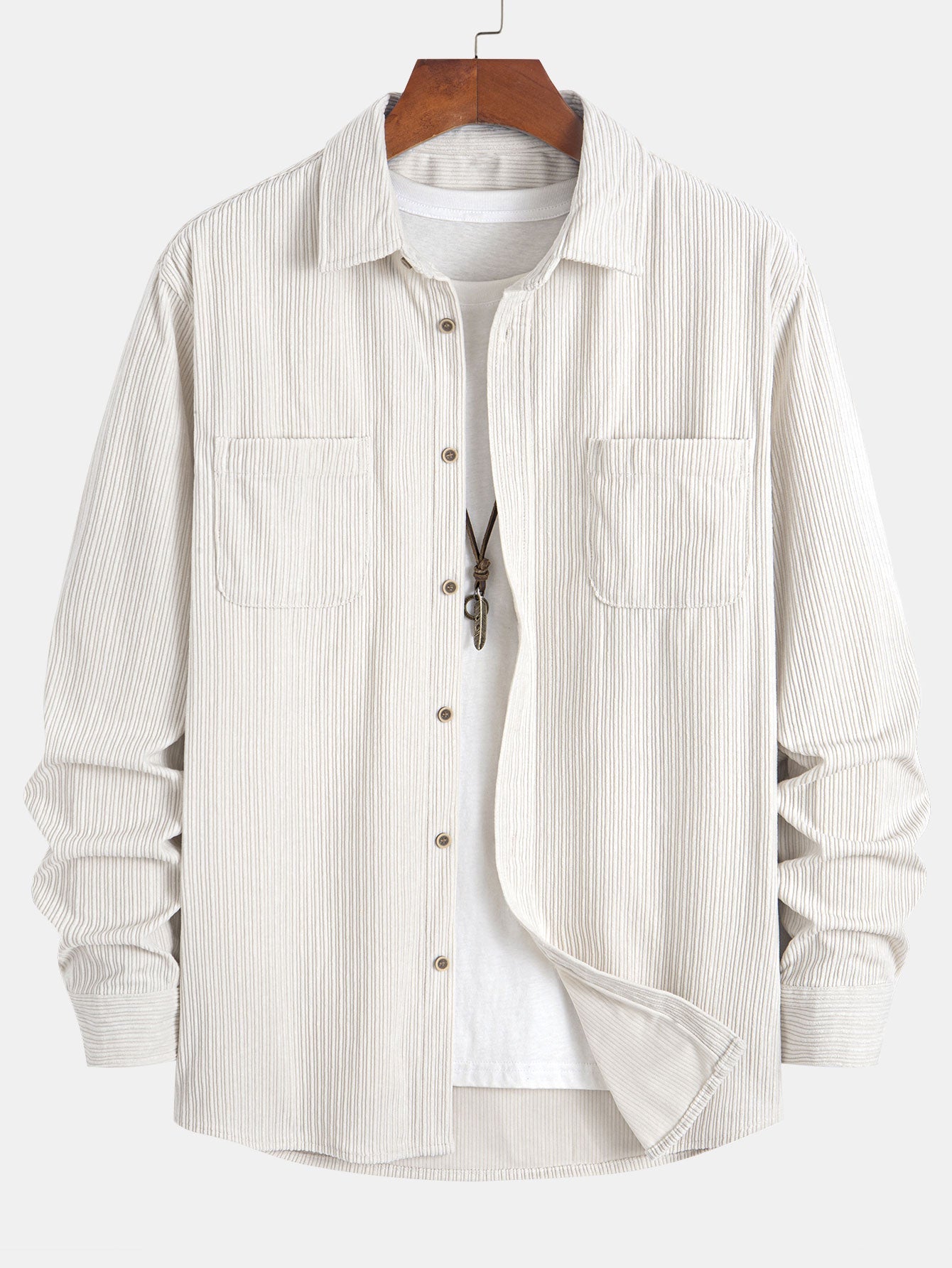 Long Sleeve Corduroy Pocket Button Up Shirt