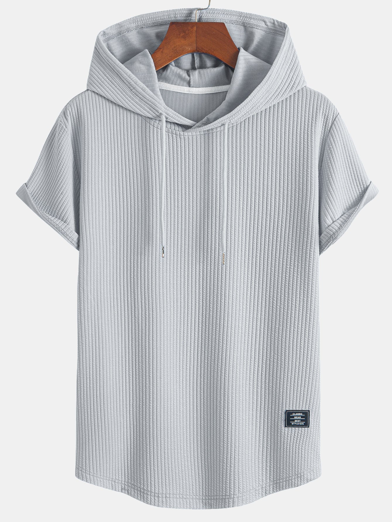 Ribbed Hooded Arc Hem T-Shirt