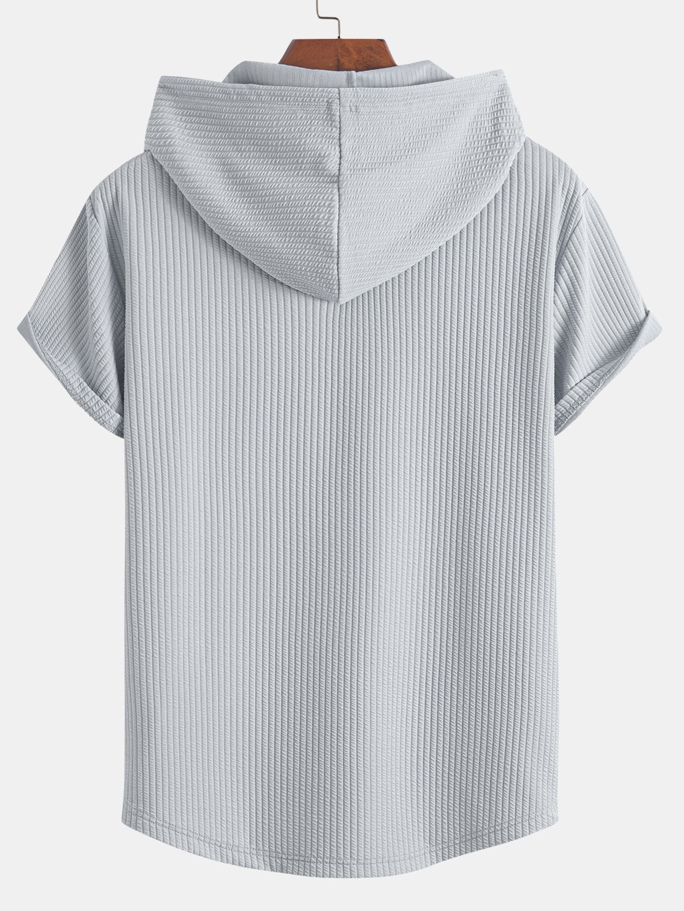 Ribbed Hooded Arc Hem T-Shirt