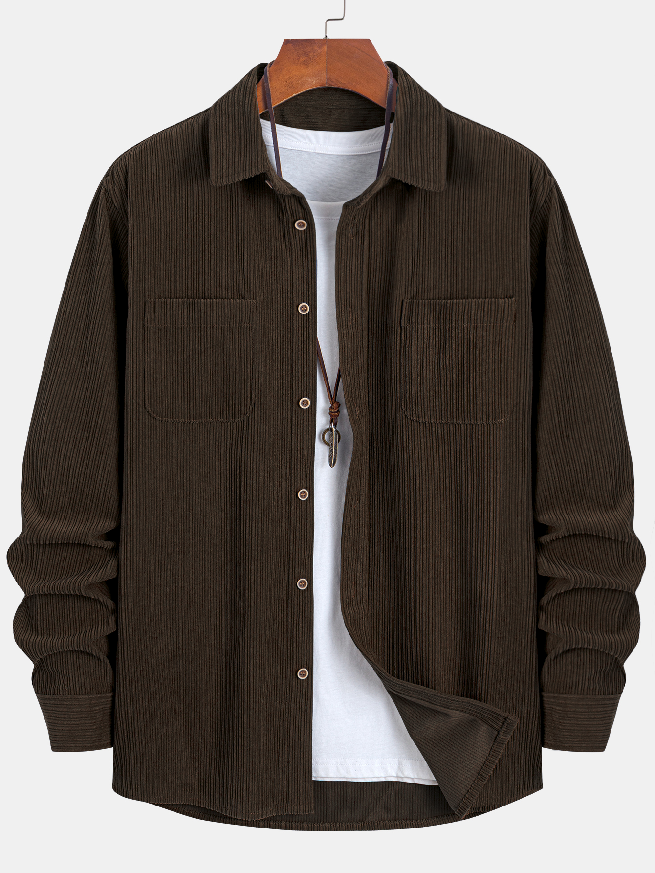 Long Sleeve Corduroy Pocket Button Up Shirt