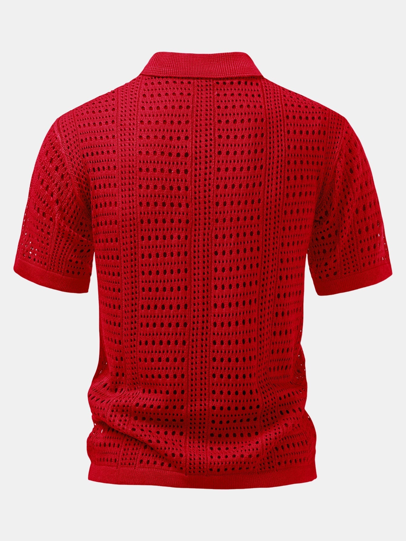 Crochet V Neck Polo Shirt