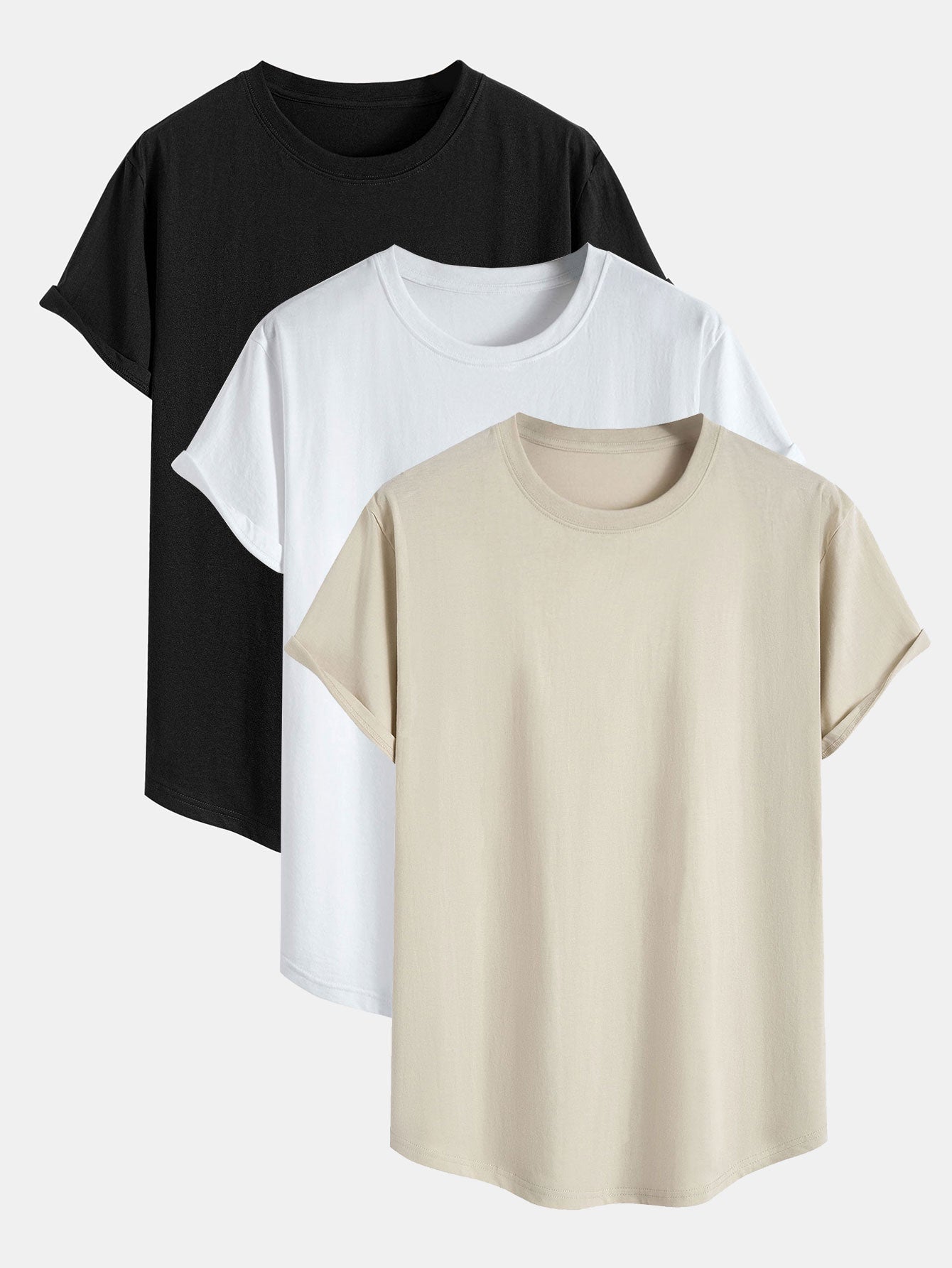 Basic Cotton Arc Hem T-Shirt