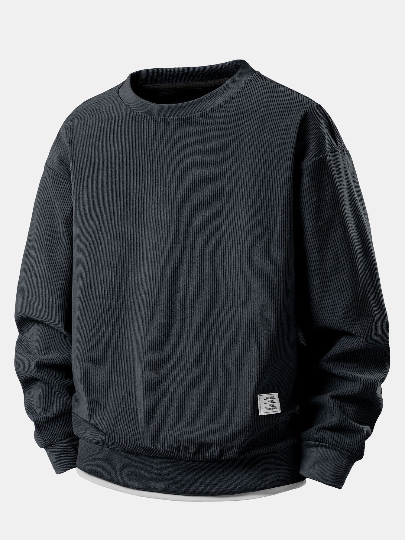 2 In 1 Crew Neck Stretch Corduroy Sweatshirt