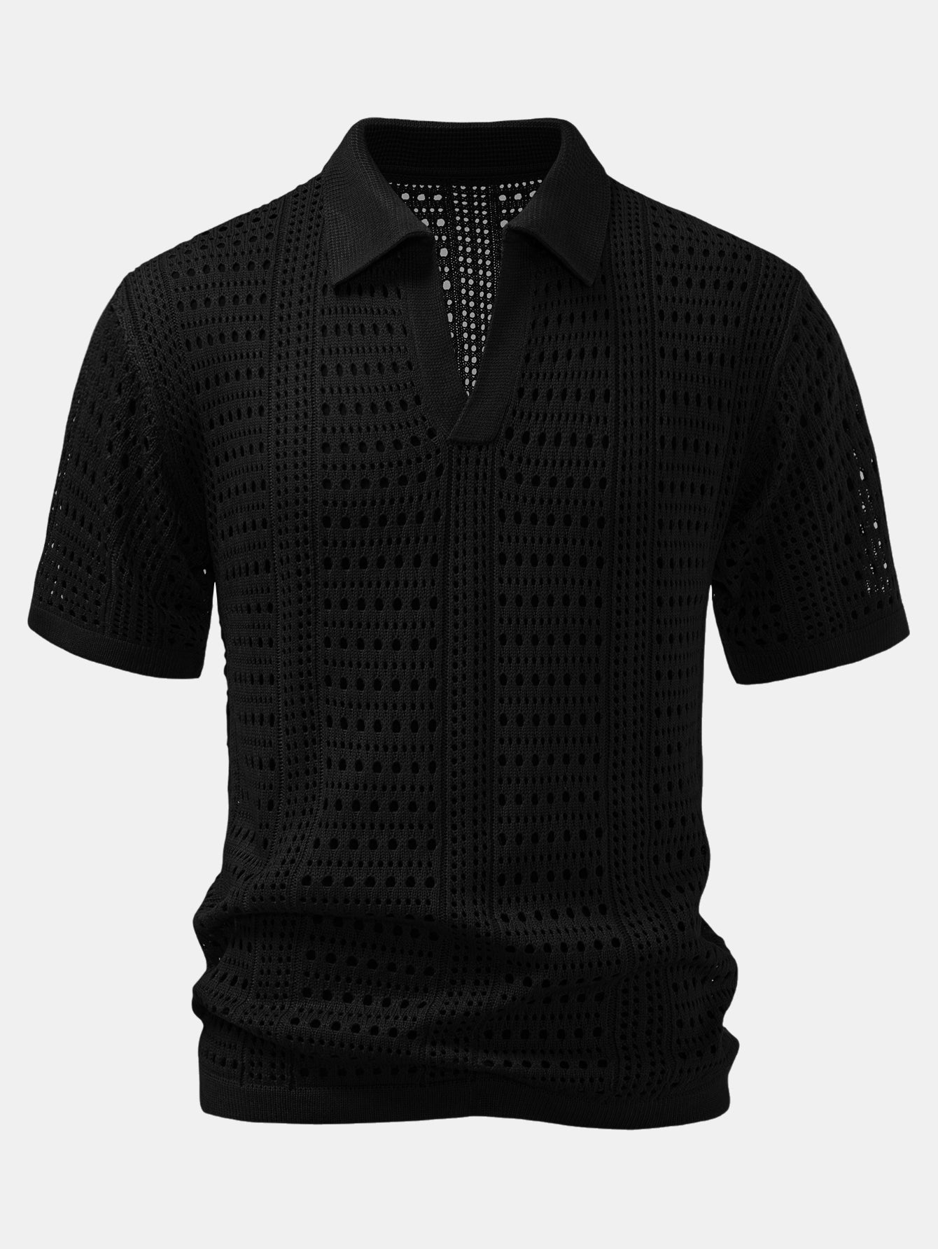 Crochet V Neck Polo Shirt