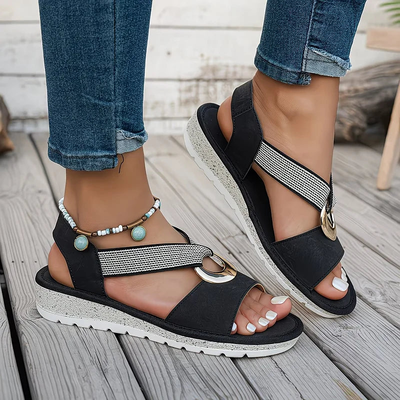 Simone | Sandales Plates Avec Boucle Métallique
