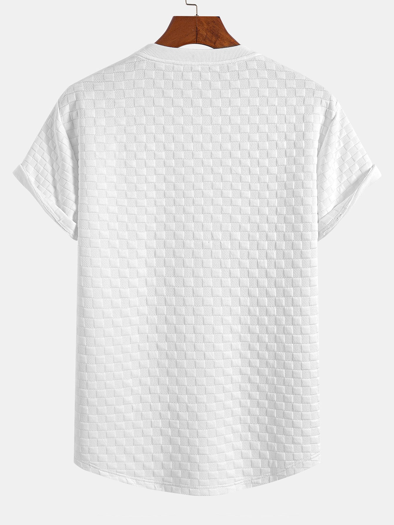 Checkerboard Jacquard Arc Hem T-Shirt