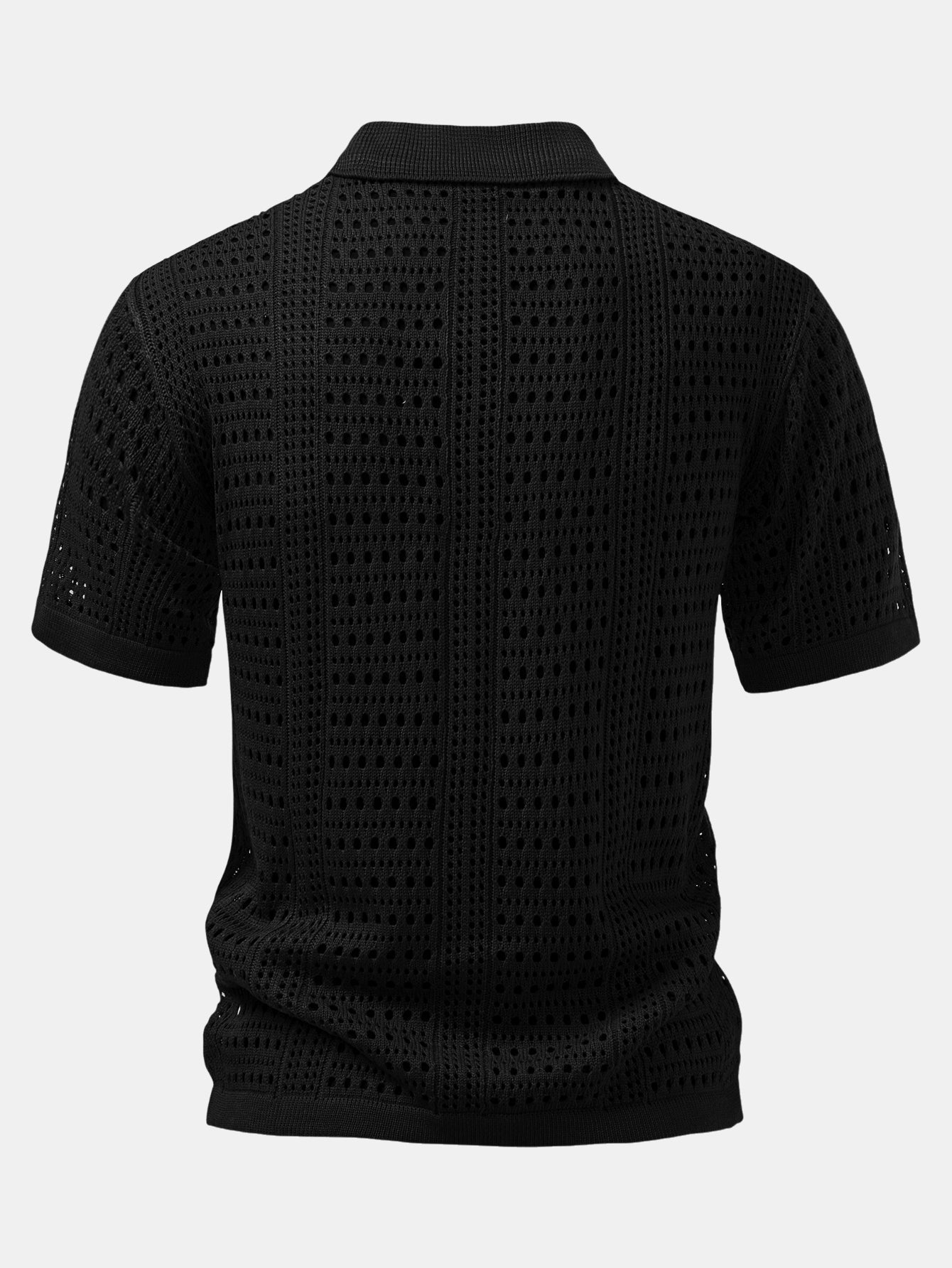 Crochet V Neck Polo Shirt