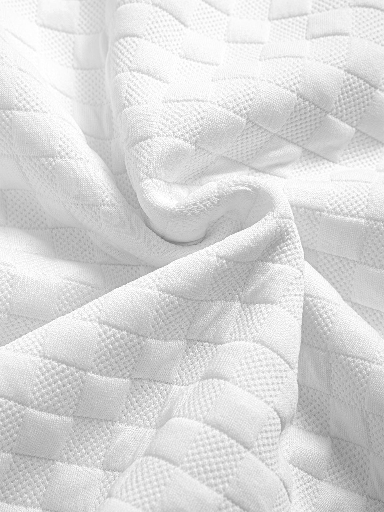 Checkerboard Jacquard Arc Hem T-Shirt