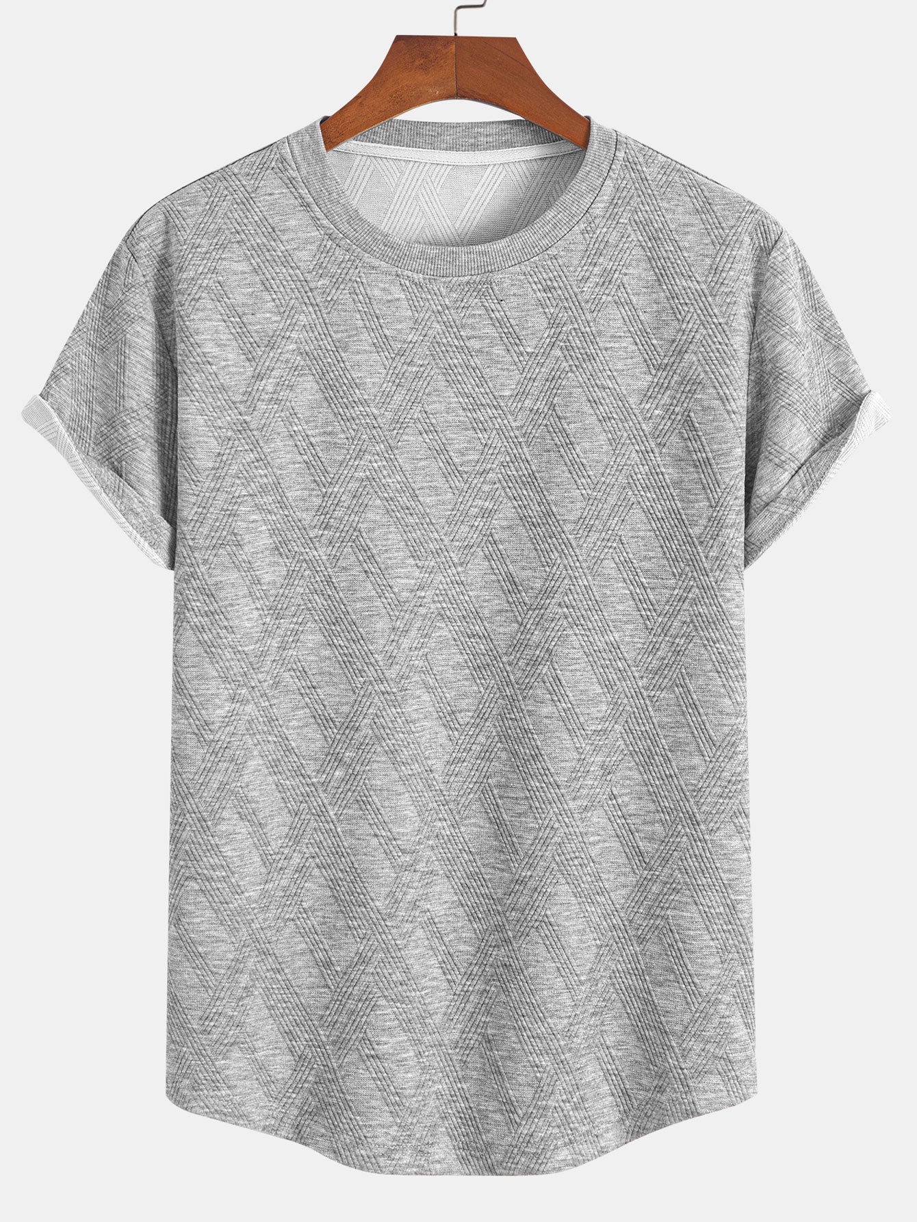 Diamond Jacquard Arc Hem T-Shirt