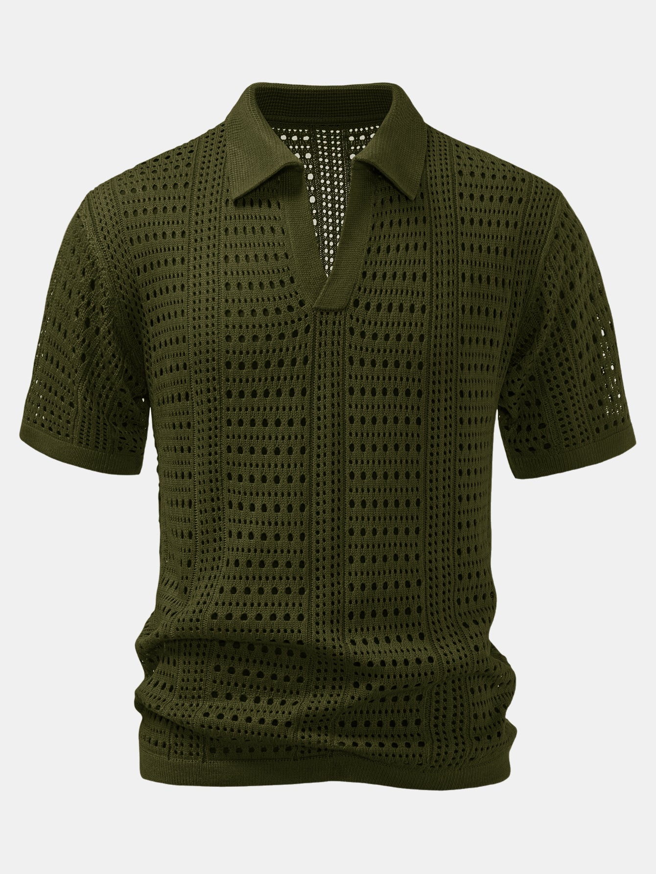 Crochet V Neck Polo Shirt