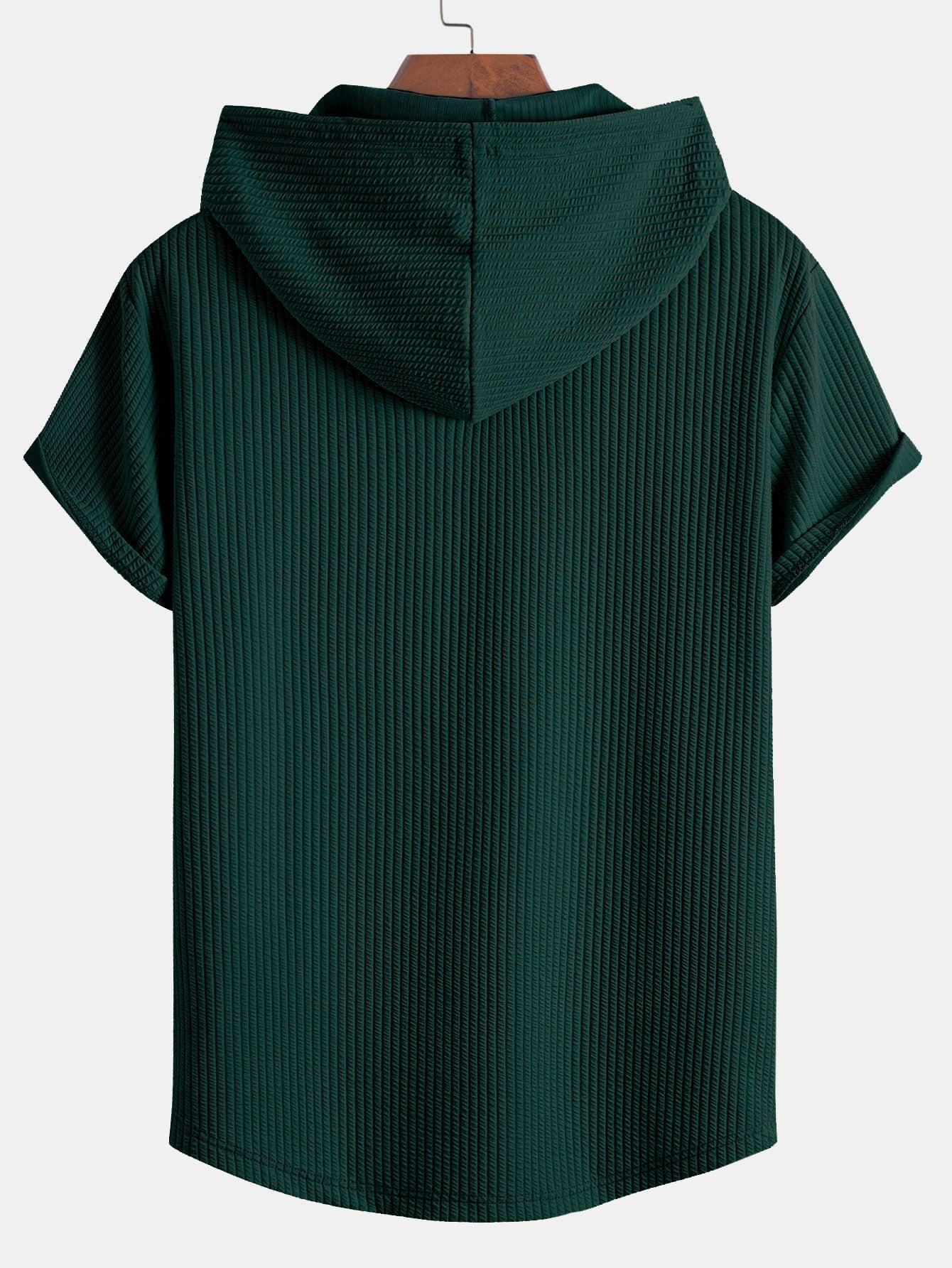 Ribbed Hooded Arc Hem T-Shirt