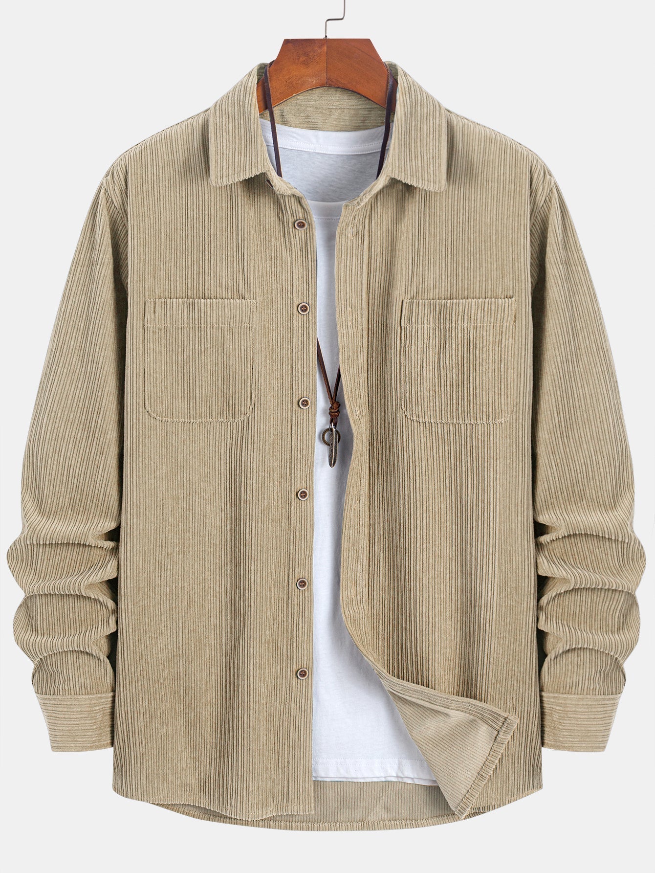 Long Sleeve Corduroy Pocket Button Up Shirt