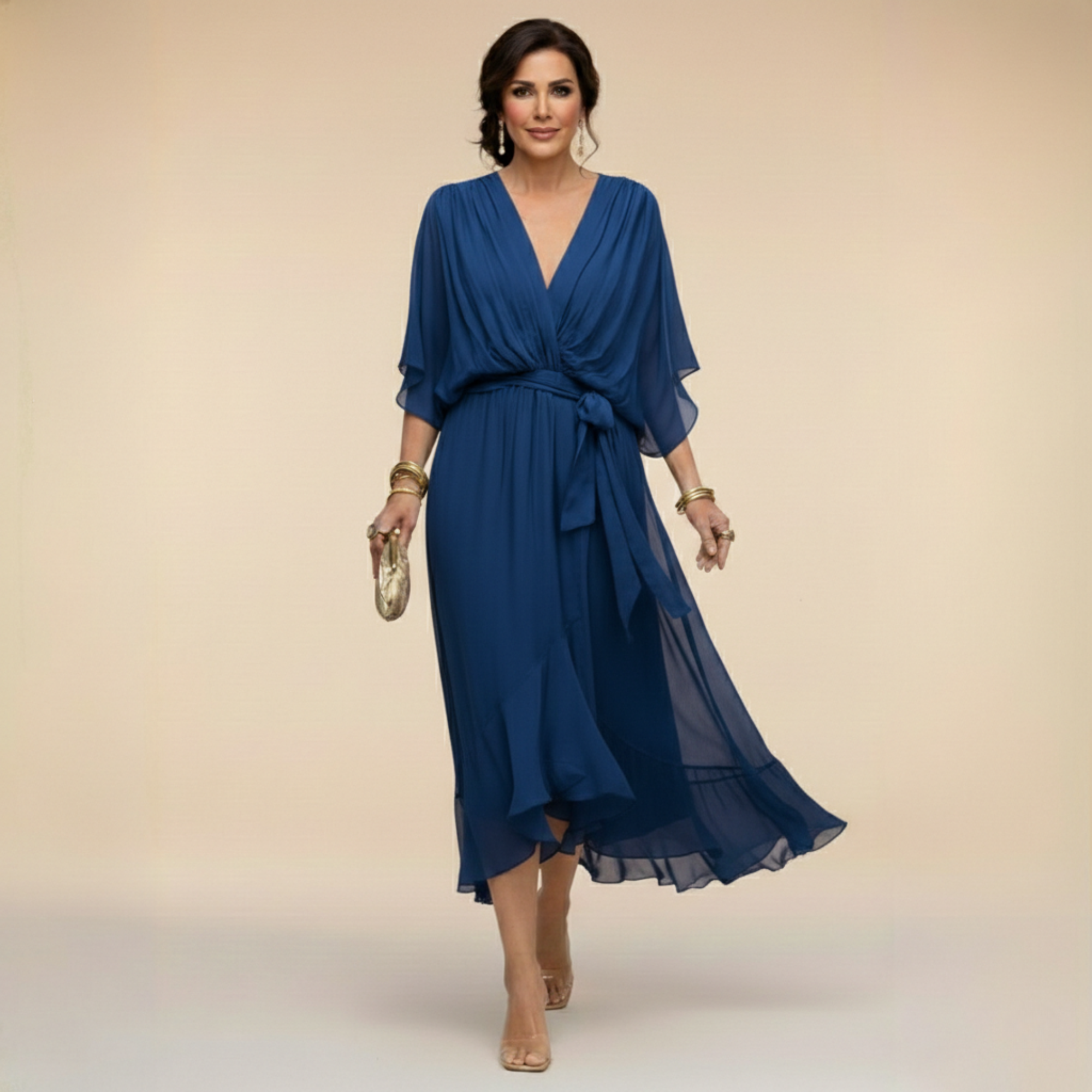 MARTA™ | ROBE EN CHIFFON AVEC DÉCOLLETÉ EN V