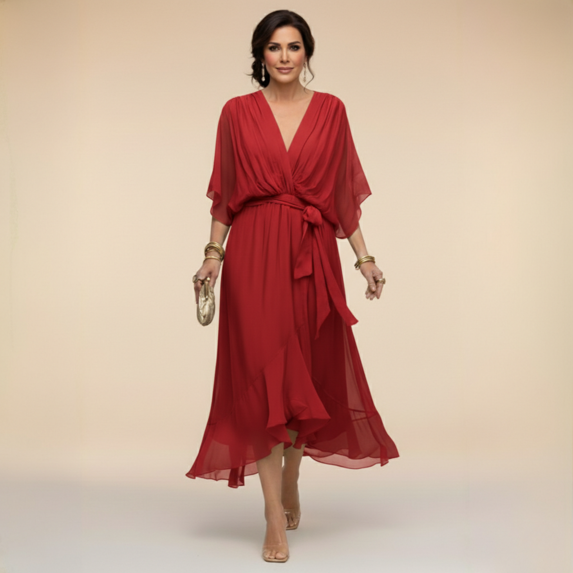 MARTA™ | ROBE EN CHIFFON AVEC DÉCOLLETÉ EN V
