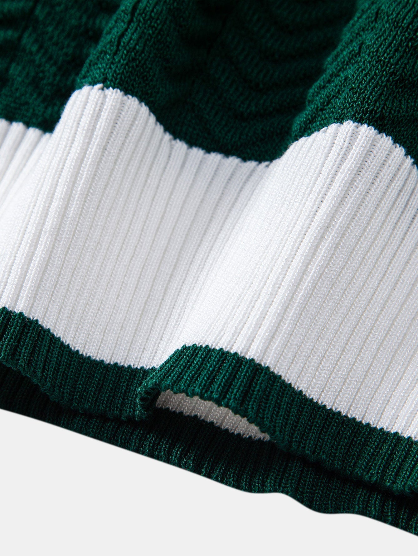 Texture Contrast Knitted V Neck Polo Shirt