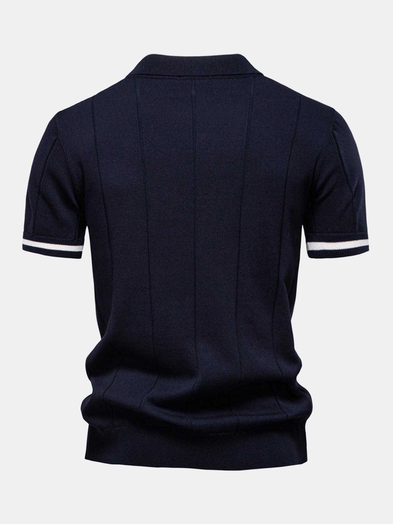 Contrast Trim Zipper Knit Polo Shirt