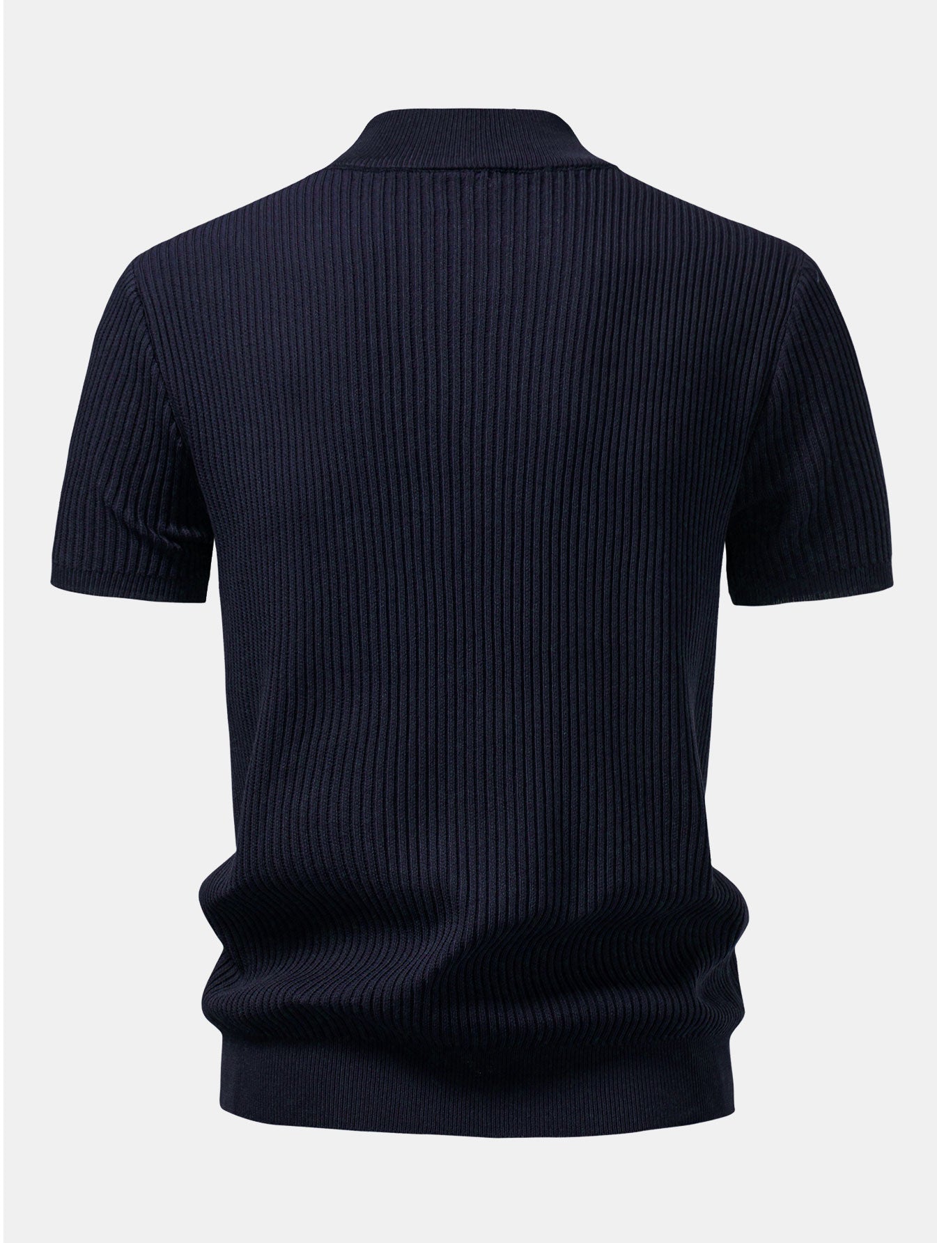 Ribbed Mock Neck Knitted Sweater T-Shirt