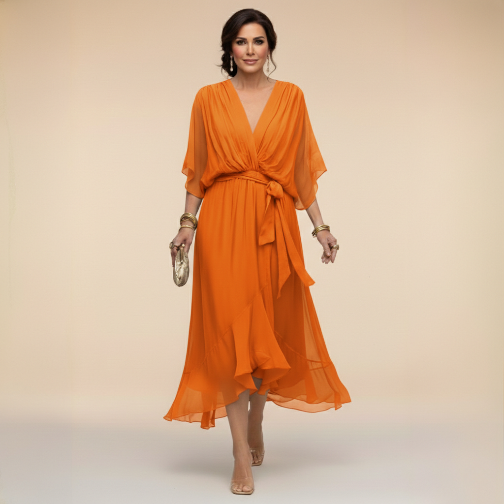 MARTA™ | ROBE EN CHIFFON AVEC DÉCOLLETÉ EN V