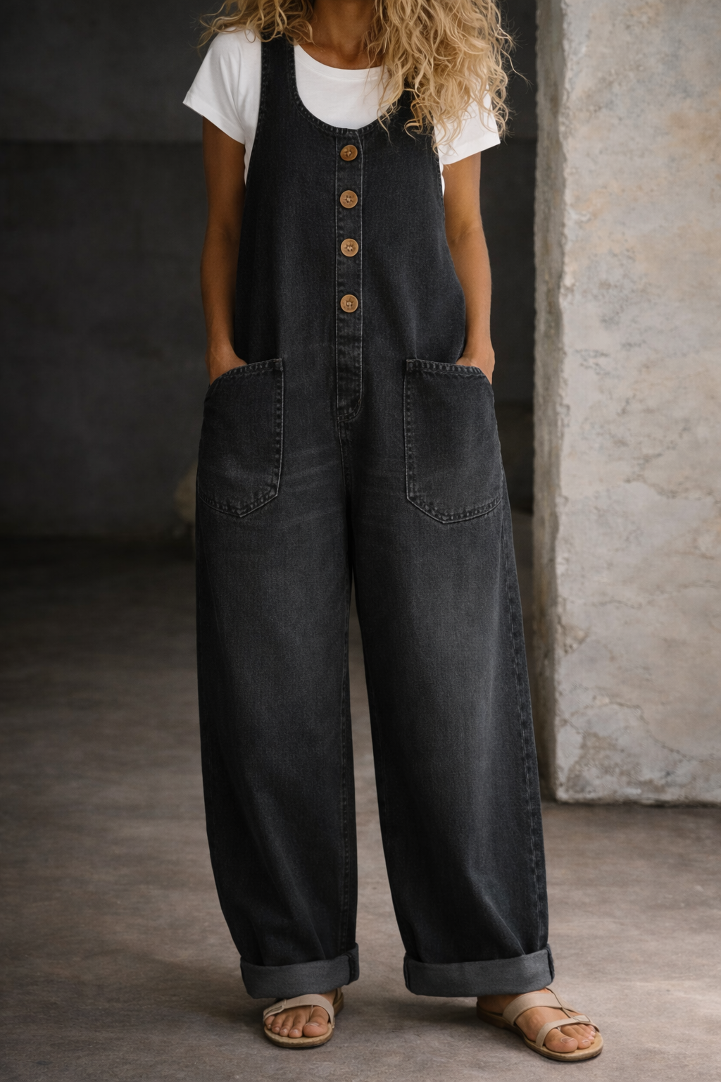Salome | Robe en Denim de Coton avec Lavage Vintage