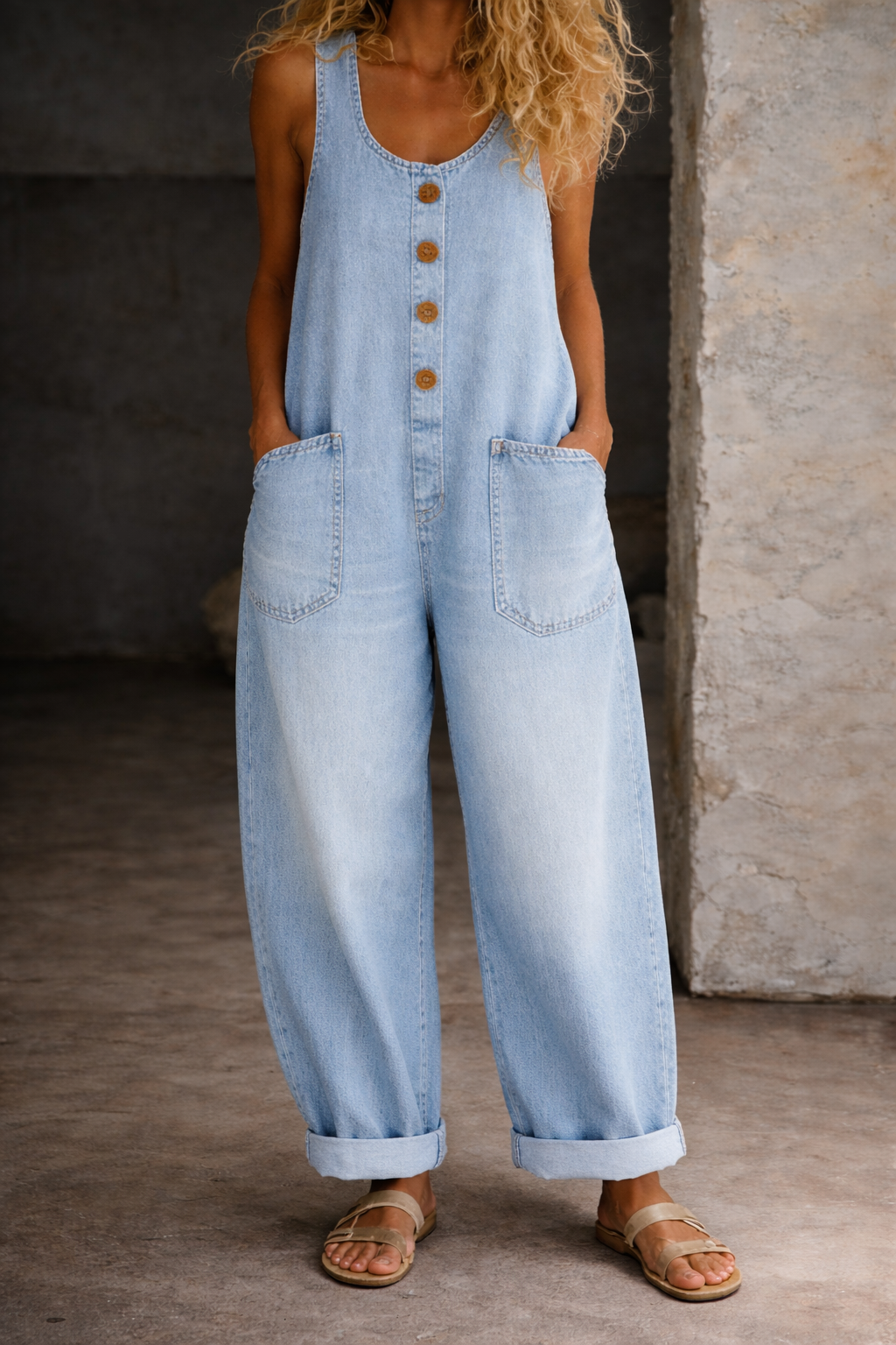 Salome | Robe en Denim de Coton avec Lavage Vintage