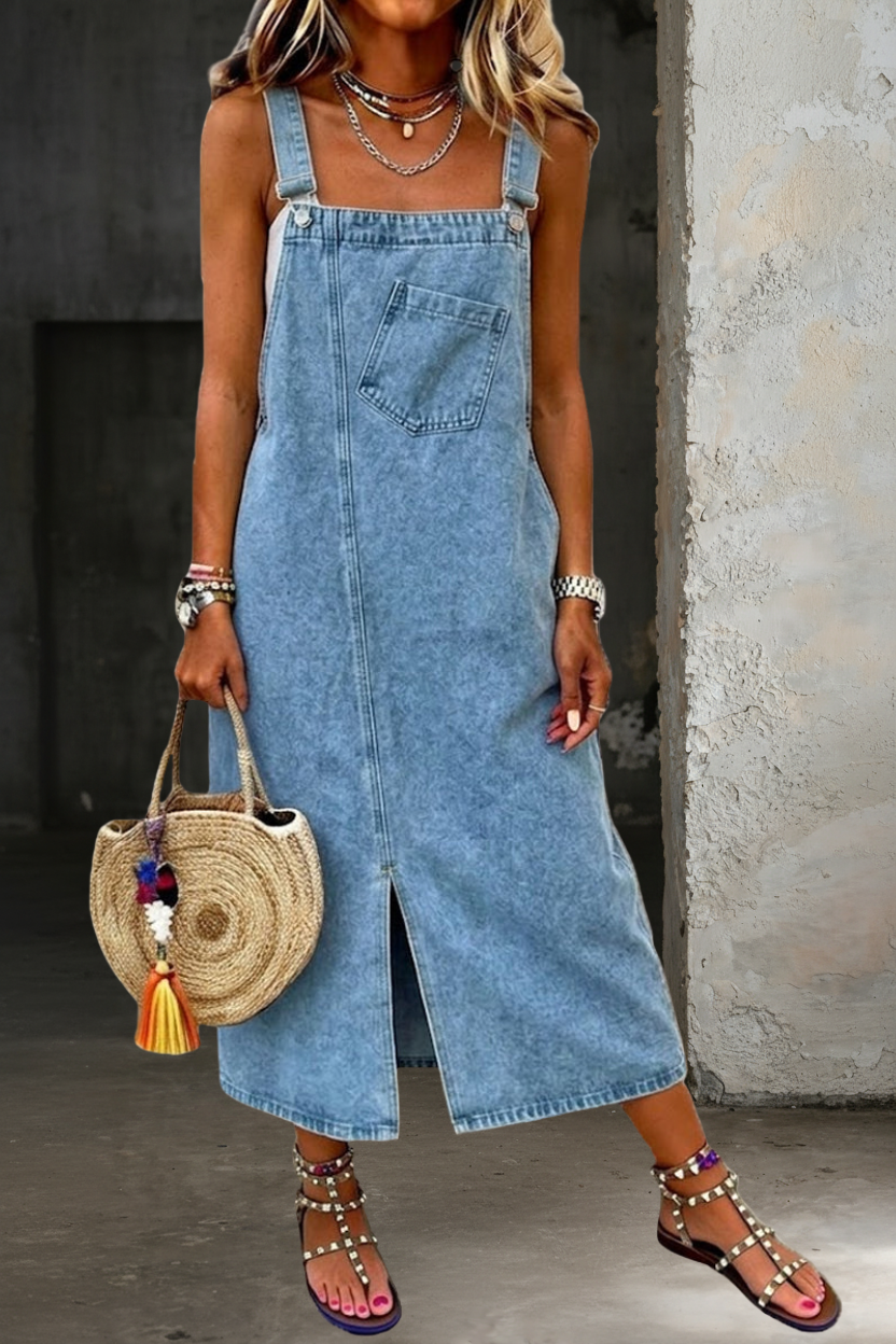 Susana | Robe en denim type salopette décontractée