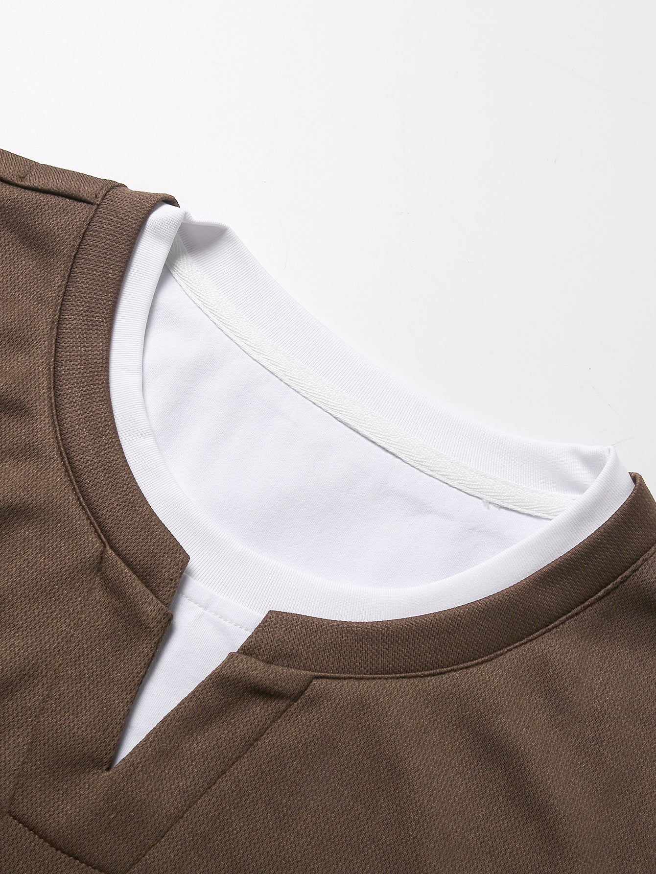 Relax Fit 2 In 1 Notched Collar Textured T-Shirt