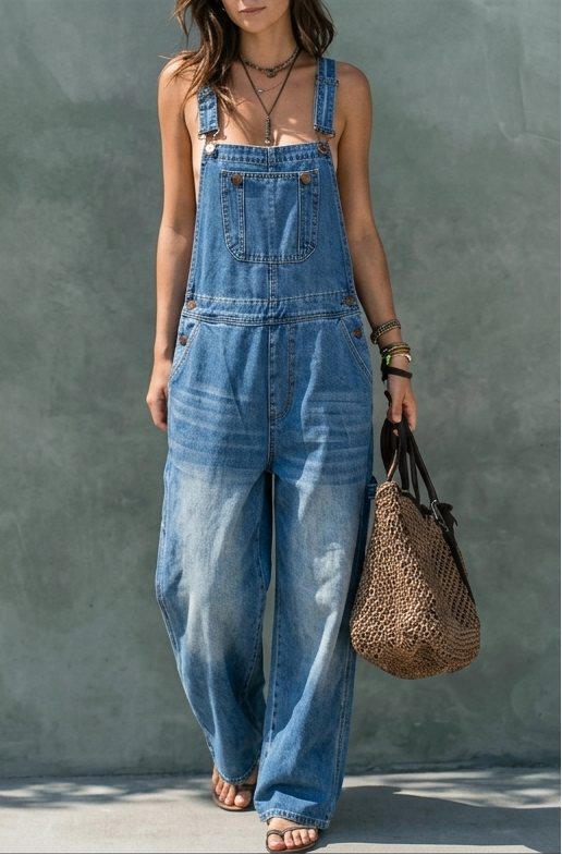 Abril | Mono Denim Avec Taille Élastique