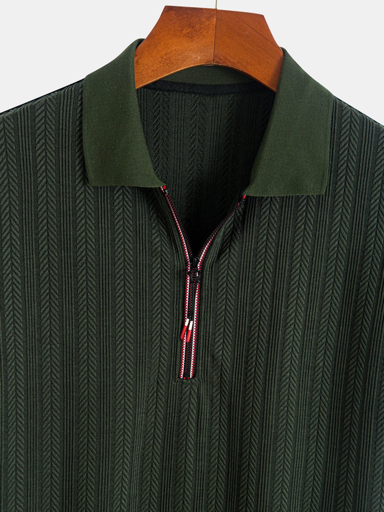 Textured Zipper Polo