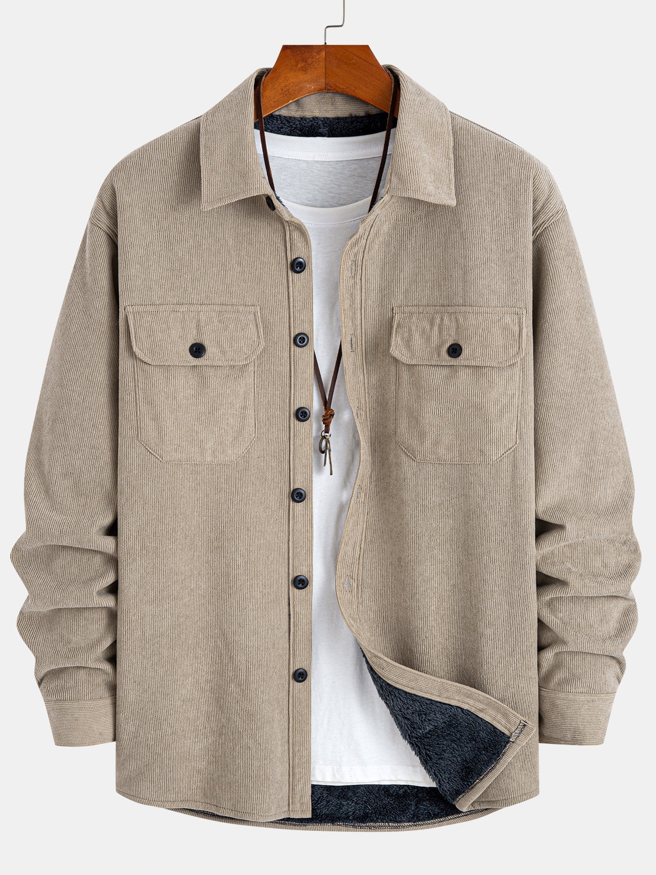 Teddy Lined Long Sleeve Corduroy Shirt