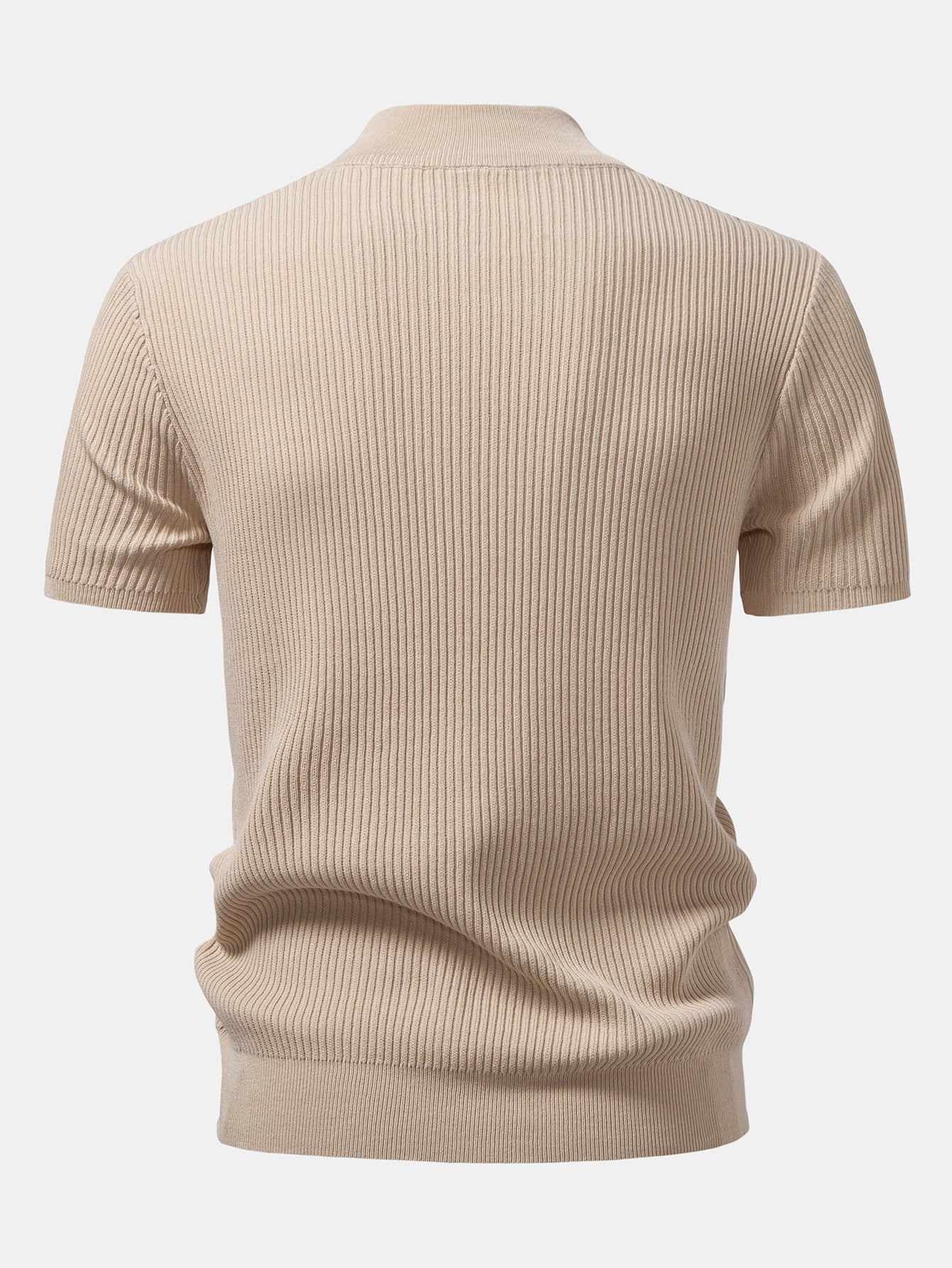 Ribbed Mock Neck Knitted Sweater T-Shirt