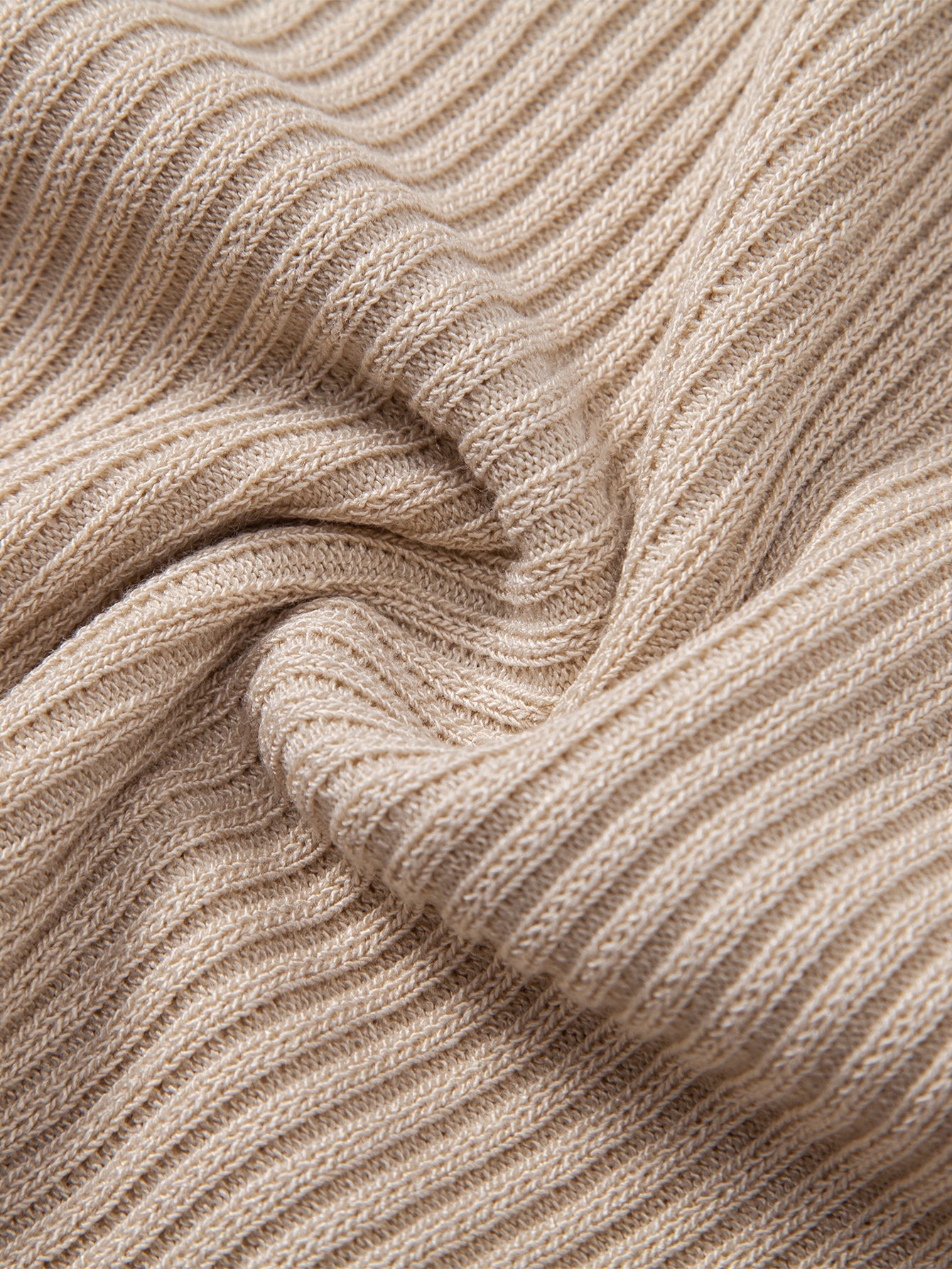 Ribbed Mock Neck Knitted Sweater T-Shirt