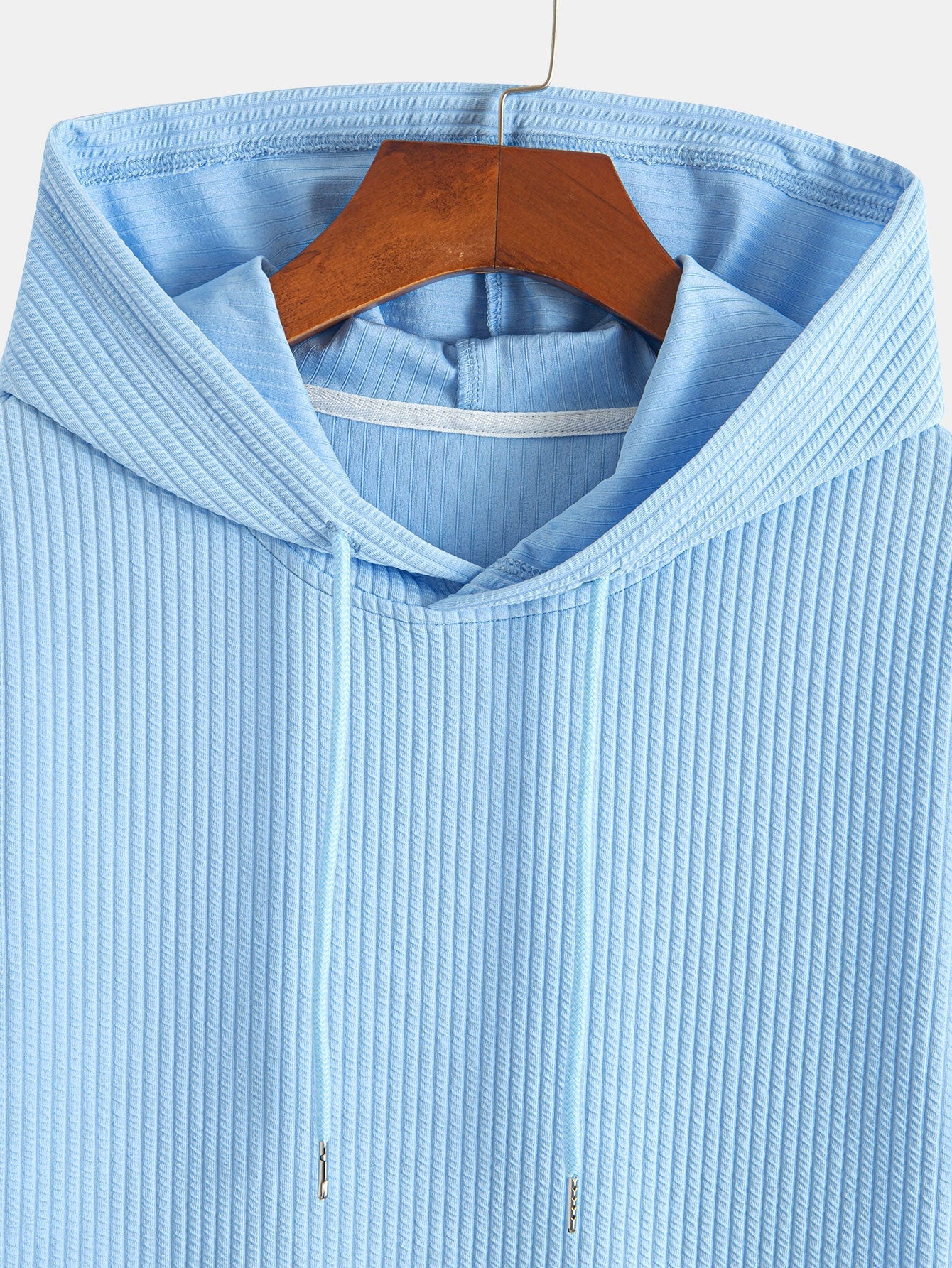 Ribbed Hooded Arc Hem T-Shirt