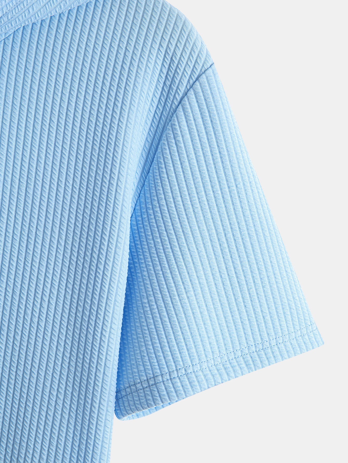 Ribbed Hooded Arc Hem T-Shirt