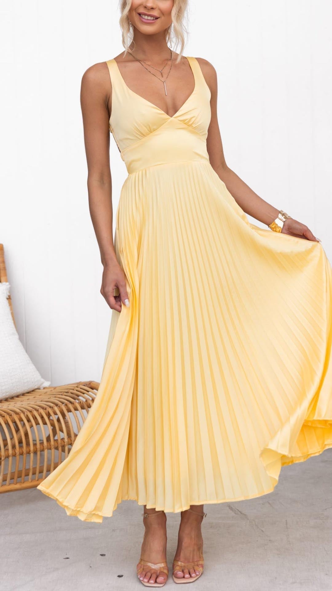 Aby - Élégante Robe Maxi Plissée