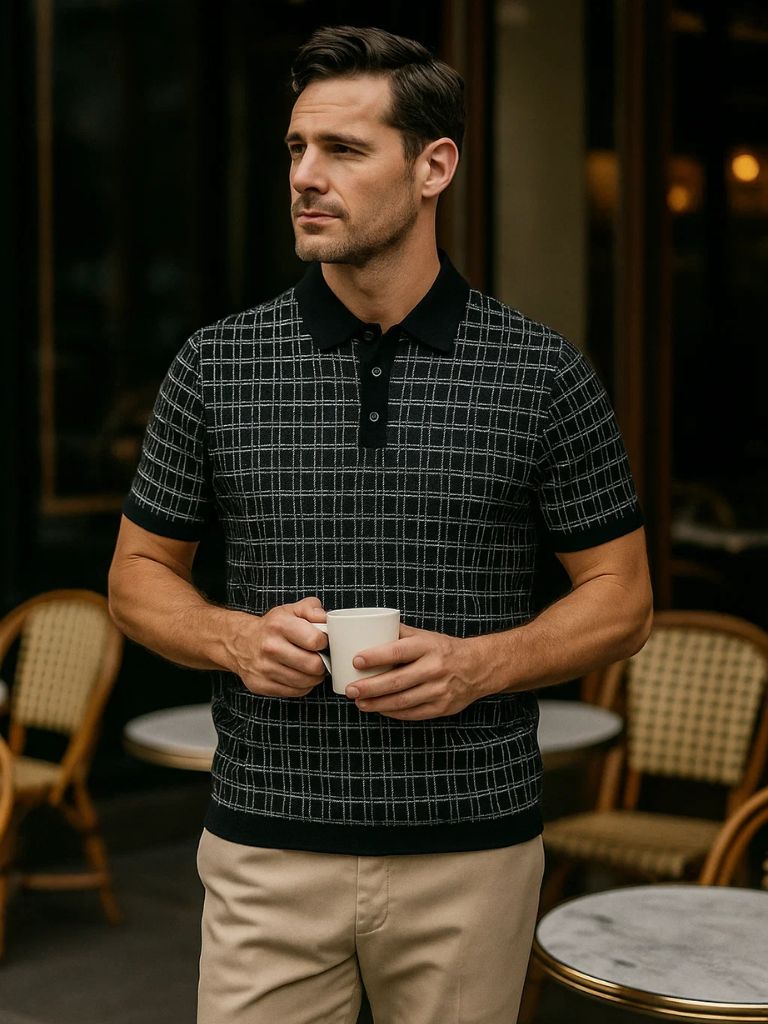 Classic Black Knit Polo