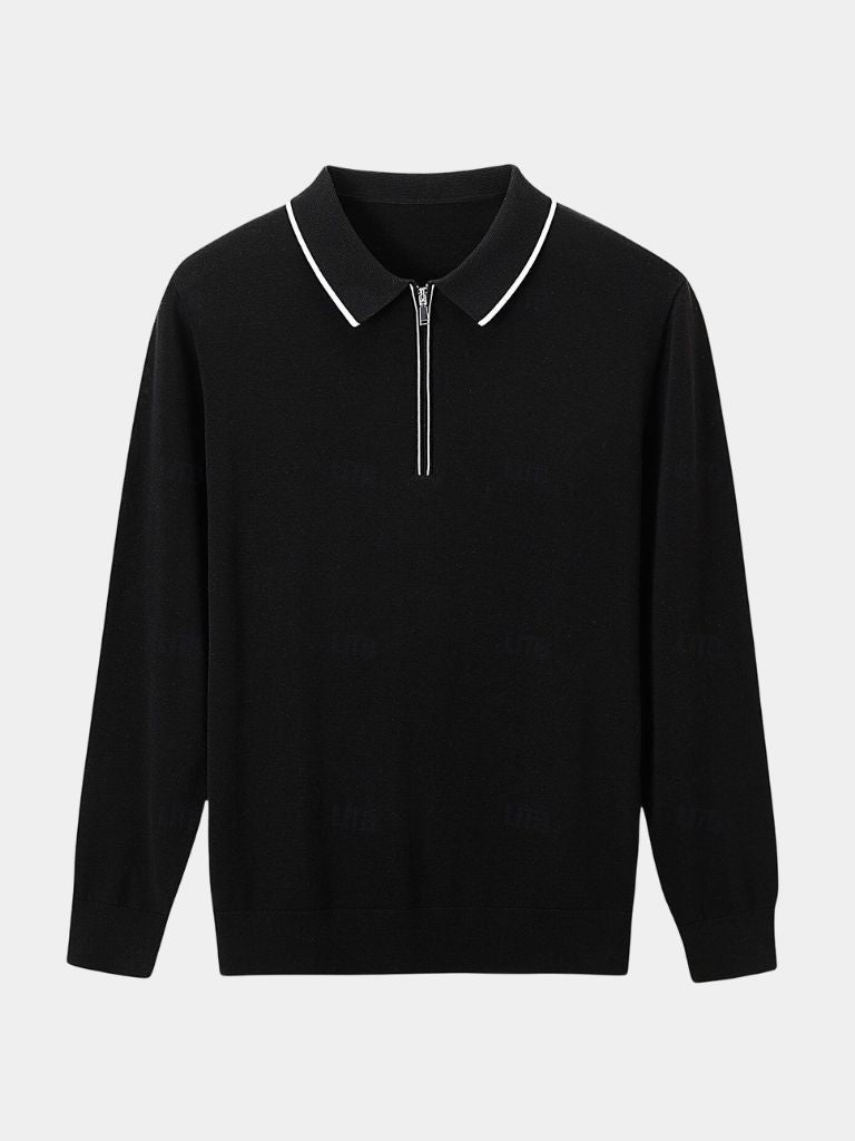 Ivory Elite Long Sleeve Polo Leviana