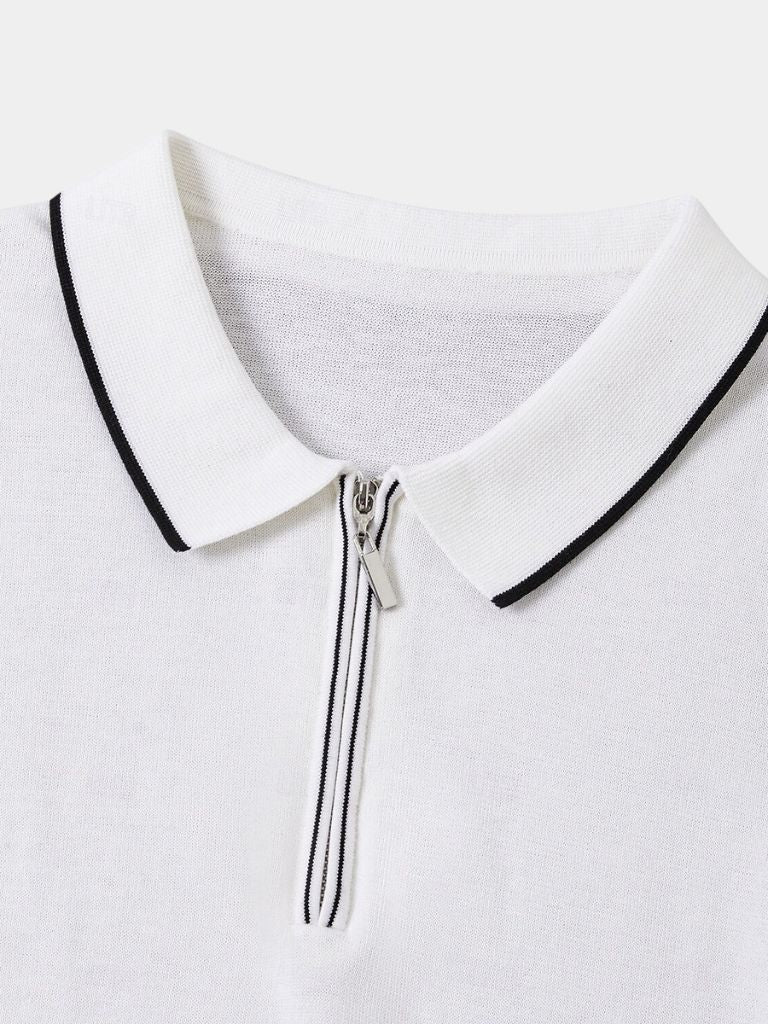 Ivory Elite Long Sleeve Polo Leviana