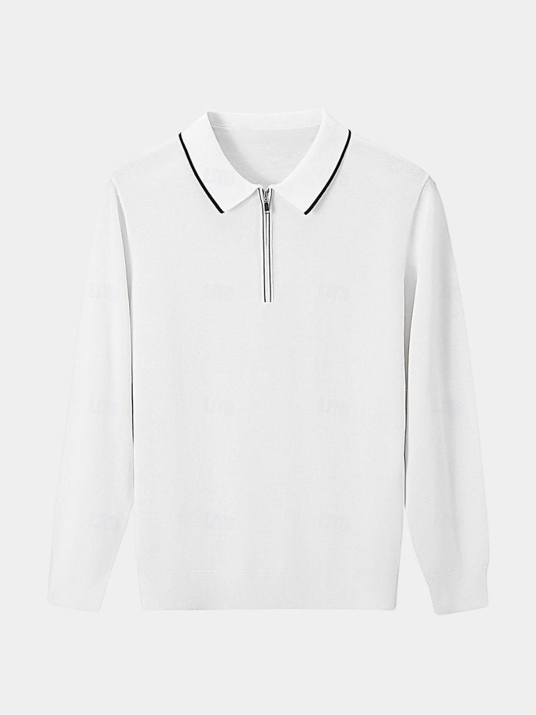 Ivory Elite Long Sleeve Polo Leviana