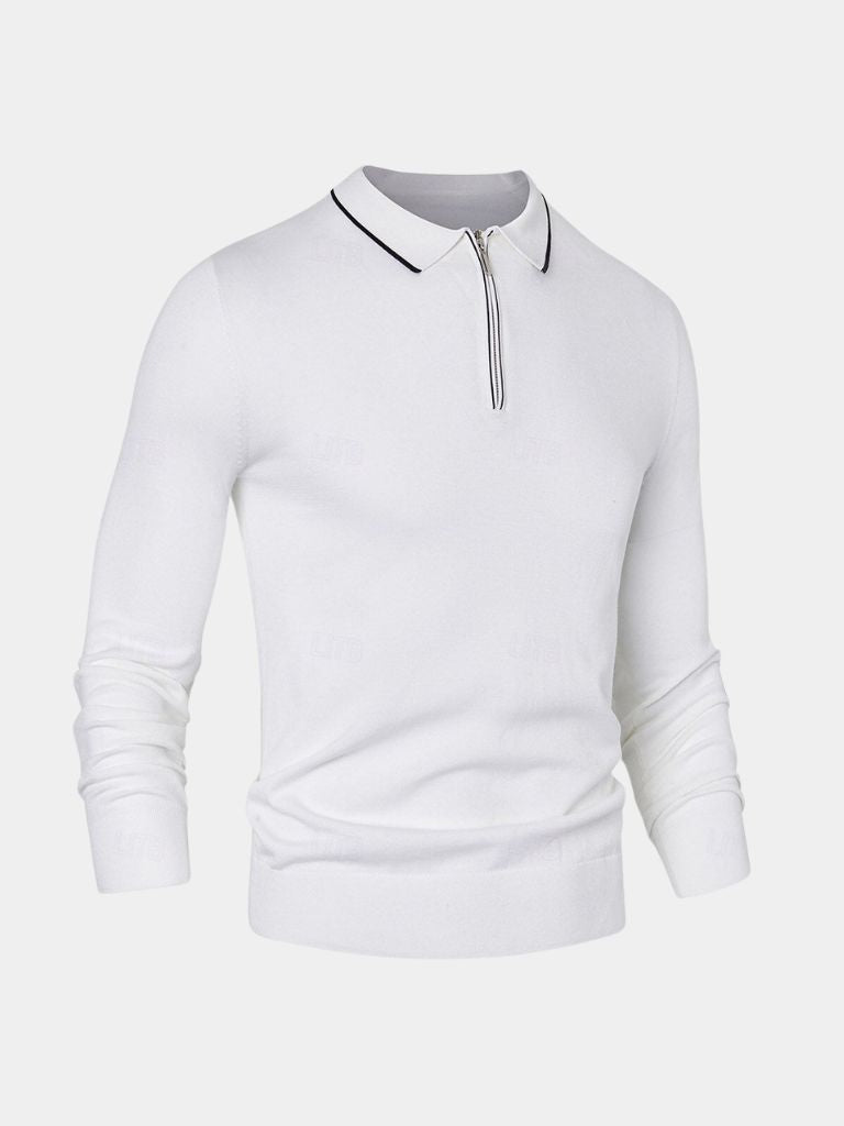 Ivory Elite Long Sleeve Polo Leviana