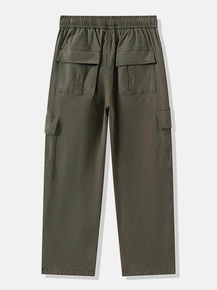 Straight Leg Cotton Cargo Pants