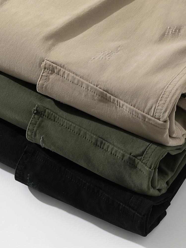 Straight Leg Cotton Cargo Pants